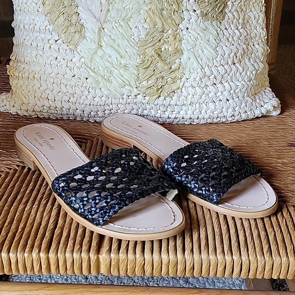 Kate Spade Berlin black woven sandals, size 7.5M
